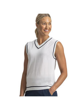 NEW FootJoy Golf Sweater Tank Vest Women Size MEDIUM White / Blue Trim NWT